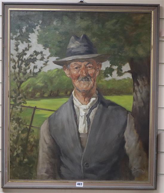 J. Morrish Woodruffe Portrait of a farmer 75 x 62cm